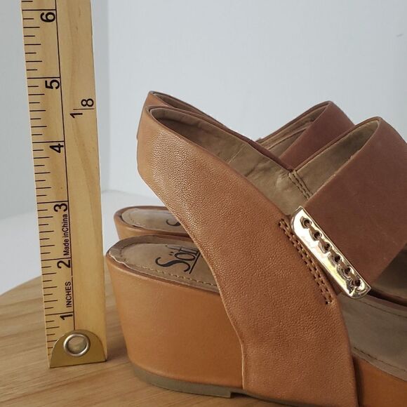 Sofft Women's Leather Wedge Sandal Camel Size 6M - Picture 11 of 11